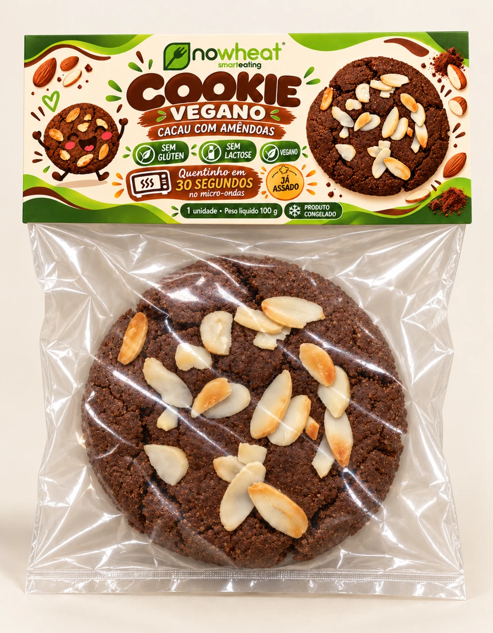 Cookie vegano — produto sem glúten Nowheat