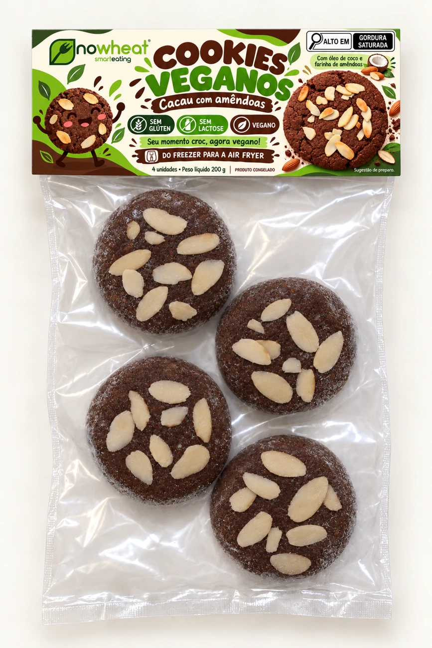 Cookies veganos para assar — produto sem glúten Nowheat