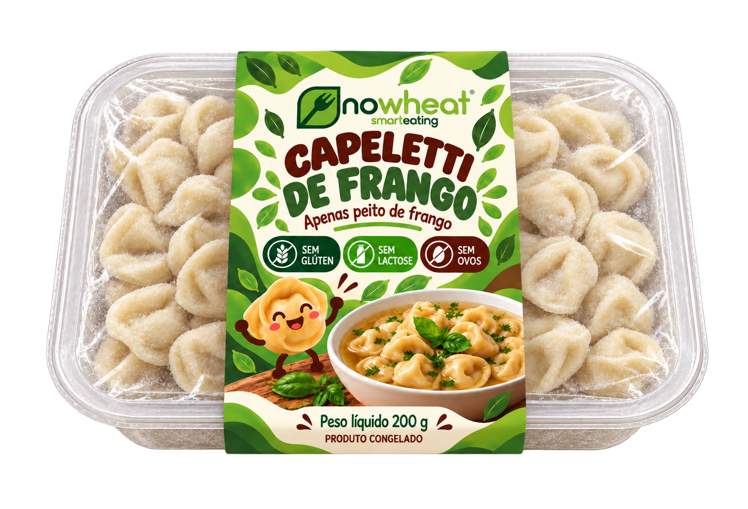 Capeletti de frango Nowheat, embalagem real