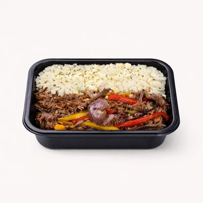 Carne louca com arroz de couve-flor