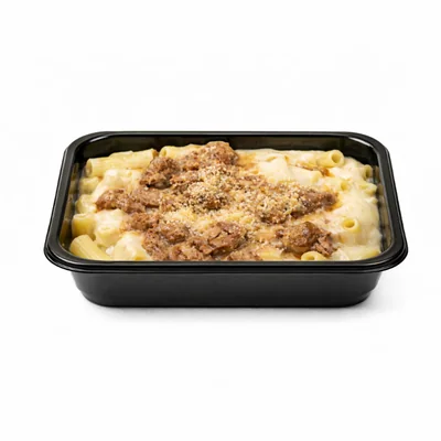 Mac’n cheese — macarrão com queijo e filé com gorgonzola