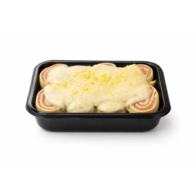 Rondelli de presunto e queijo com molho branco
